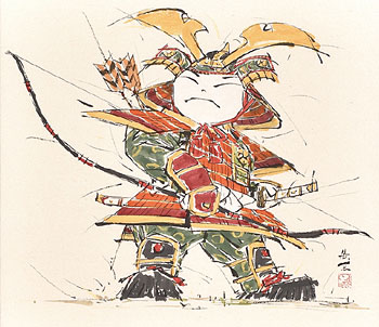 端午の節句掛け軸 西村欣魚作 武者