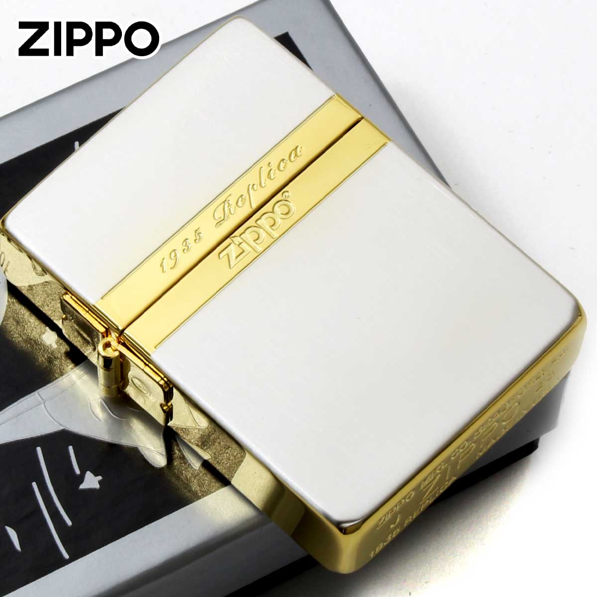 Zippo ジッポー 1935レプリカ ミラーライン 金銀コンビメッキ サテーナ