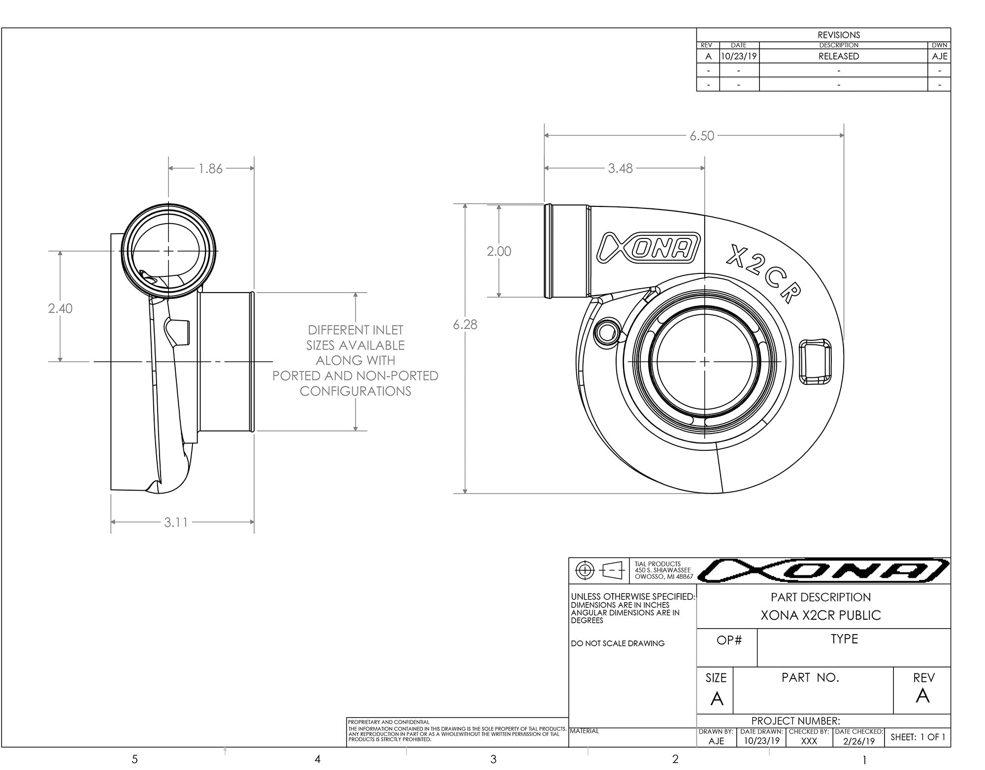 XRC5557SR Reverse Rotation Ball Bearing Turbocharger – Xona Rotor