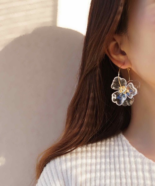 CERCA ピアス jolie minette/ビックフラワー ゴールド フープピアス