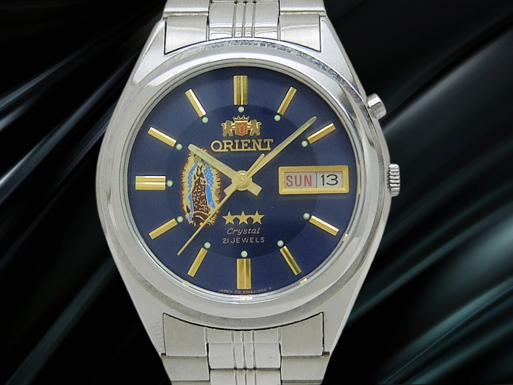 JA-3292| オリエント クリスタル 21石 EM4J-CO CA SS 三ツ星 ダーク