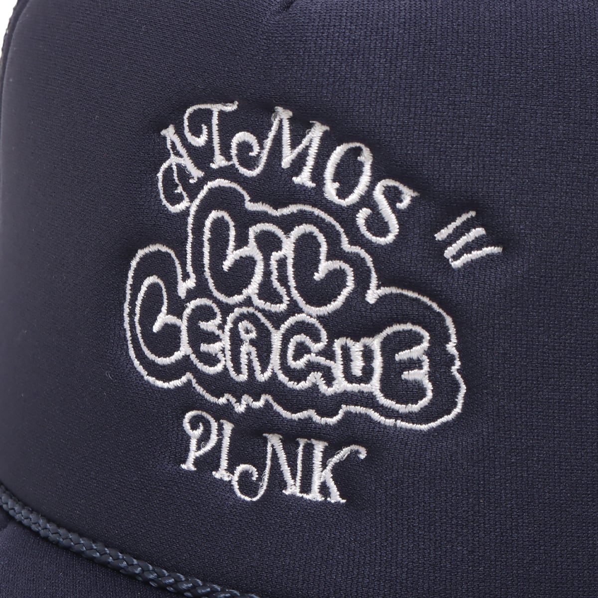 atmos pink × LIL LEAGUE 書き下ろし ロゴ メッシュキャップ NAVY