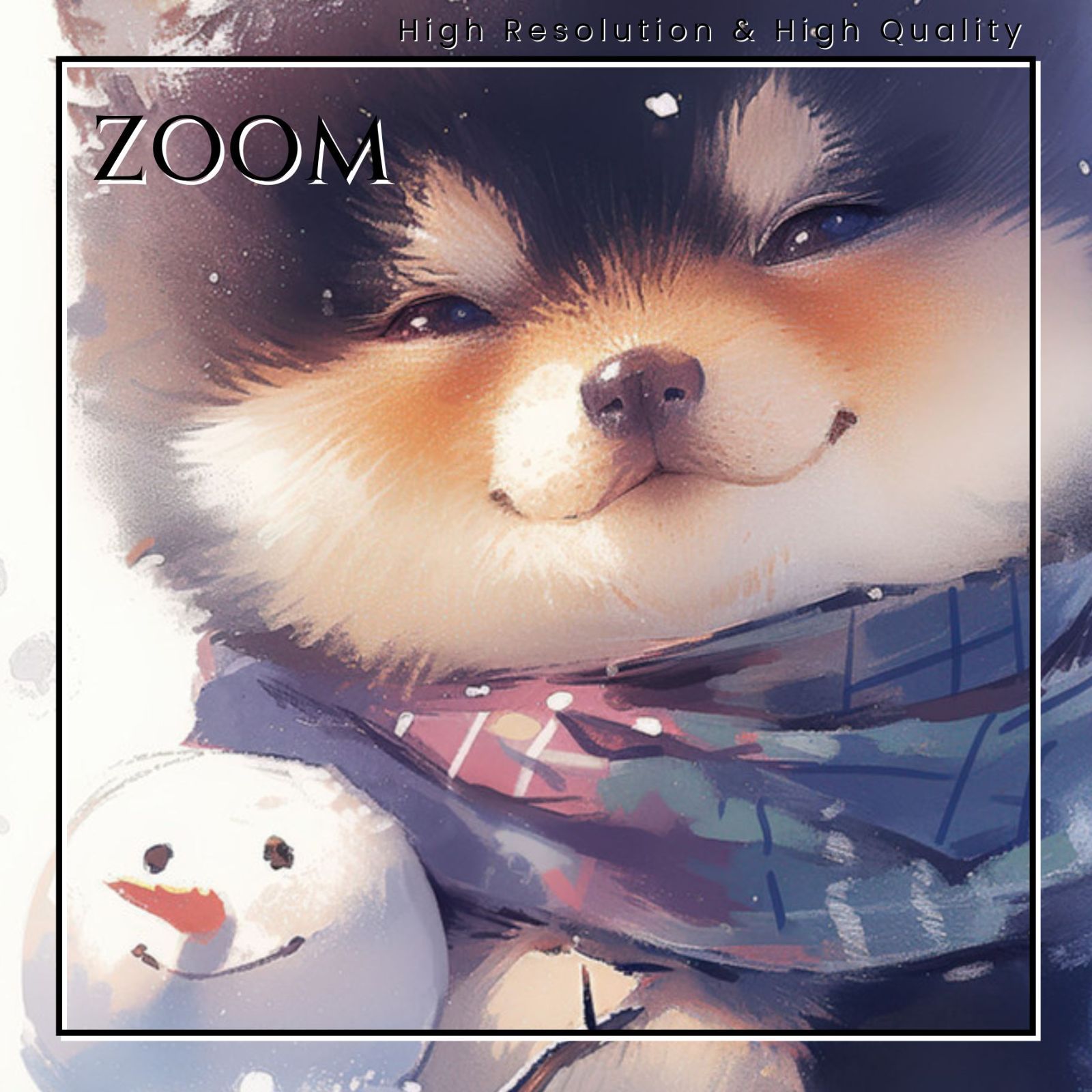 雪犬戯舞 - 柴犬・豆柴犬 No.5】ジークレー版画＊名入れOK！ 黒柴
