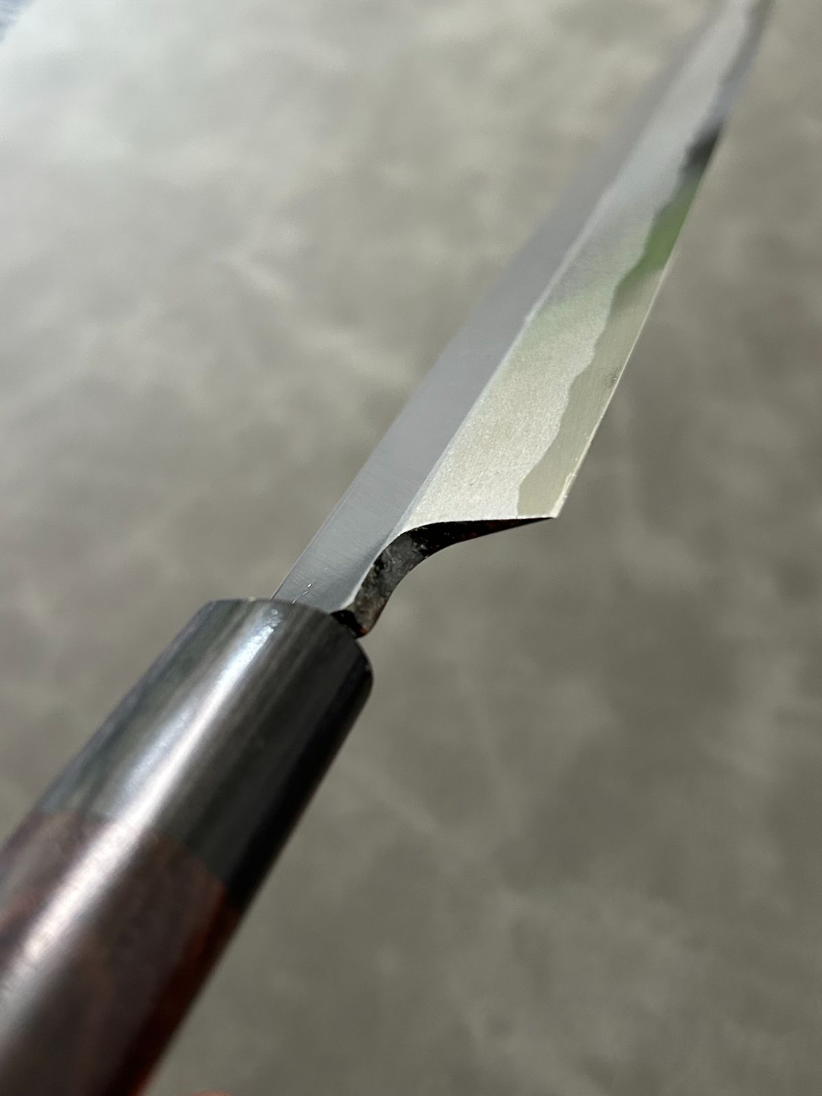 訳あり】 包丁 刺身包丁 柳刃包丁 安来鋼青紙2号 270mm 紫檀シノギ柄