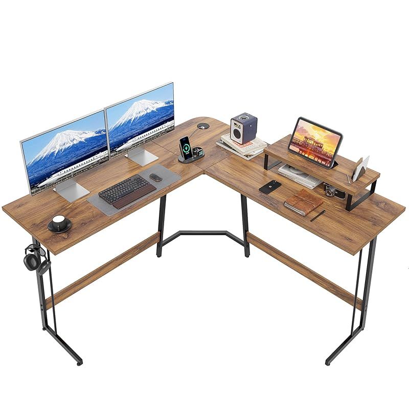 CubiCubi L字デスク 幅120cm*120cm ゲーミングデスク モニター台付き