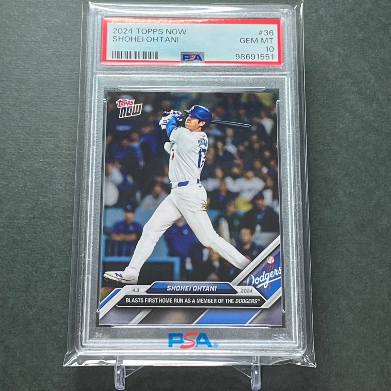 36【PSA10】PSA専用袋入！大谷翔平ドジャース移籍初ホームラン記念