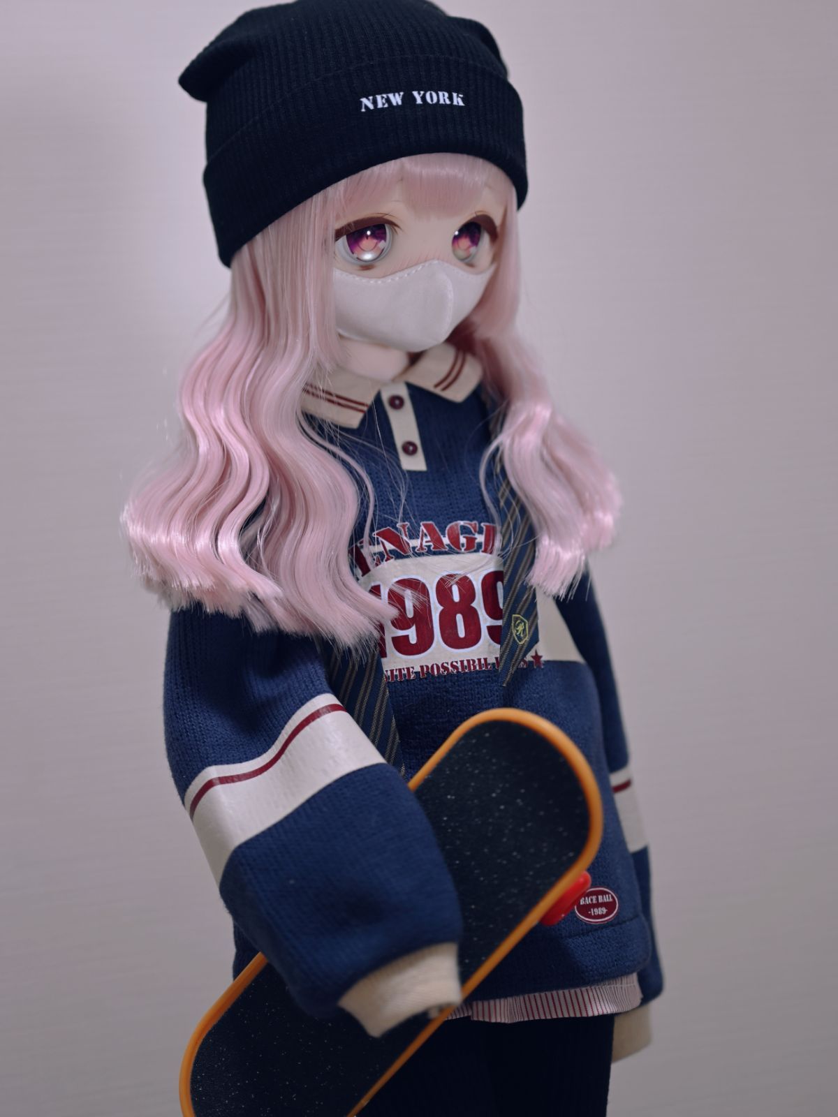 ドール用 マスク 1/4 1/3 msd dd mdd sd bjd 70cm 無地 黒 白 アニメ顔