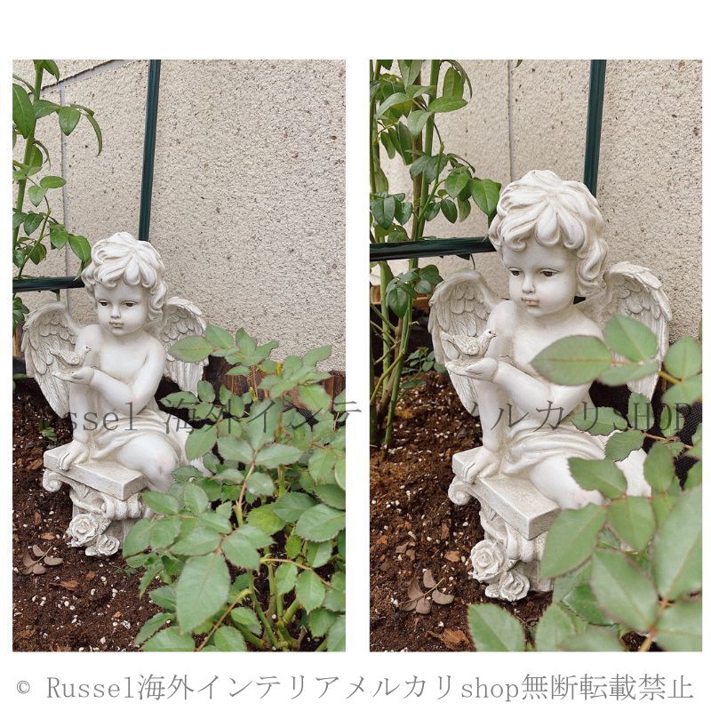 ガーデンオーナメント 置物 オブジェ 天使 エンジェル ヨーロピアン