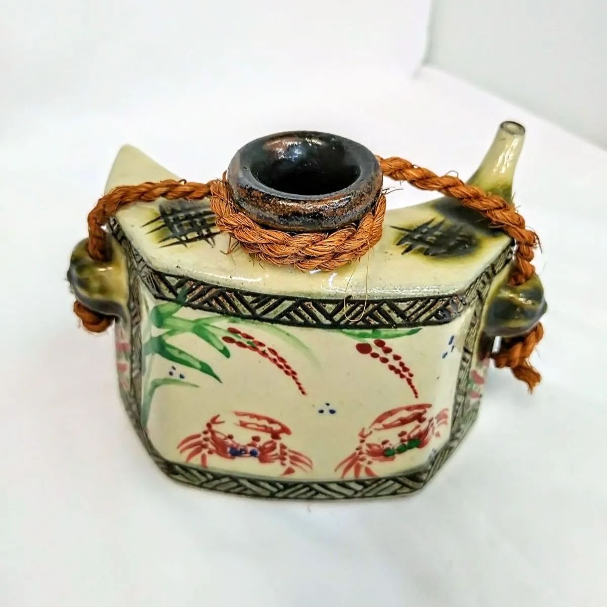 ♥【小橋川弘・沖縄酒器2点セット販売】壷屋焼 泡瓶 三日月形 沖縄 酒
