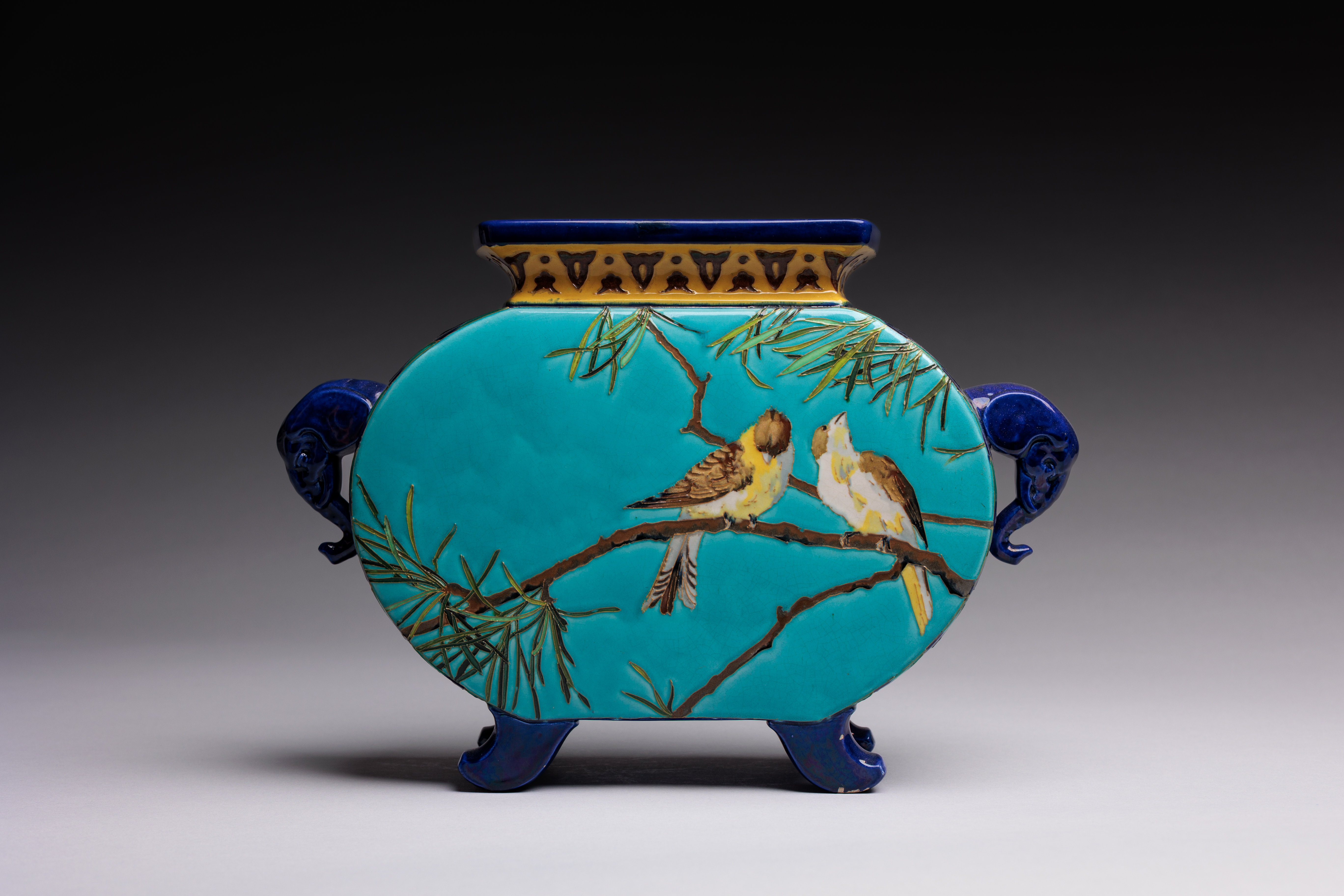 French Majolica Sarreguemines Jardiniere | Majolica at Artistoric