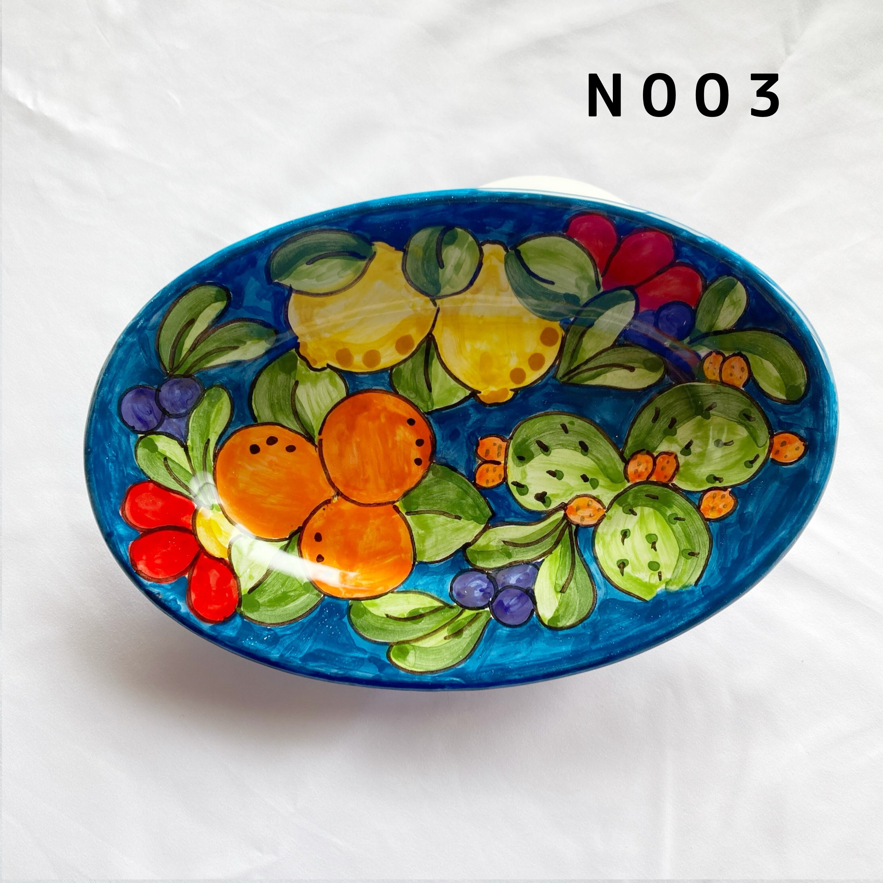 オーバル皿 26cm 花とフルーツ マヨリカ焼き イタリア陶器 OVL057