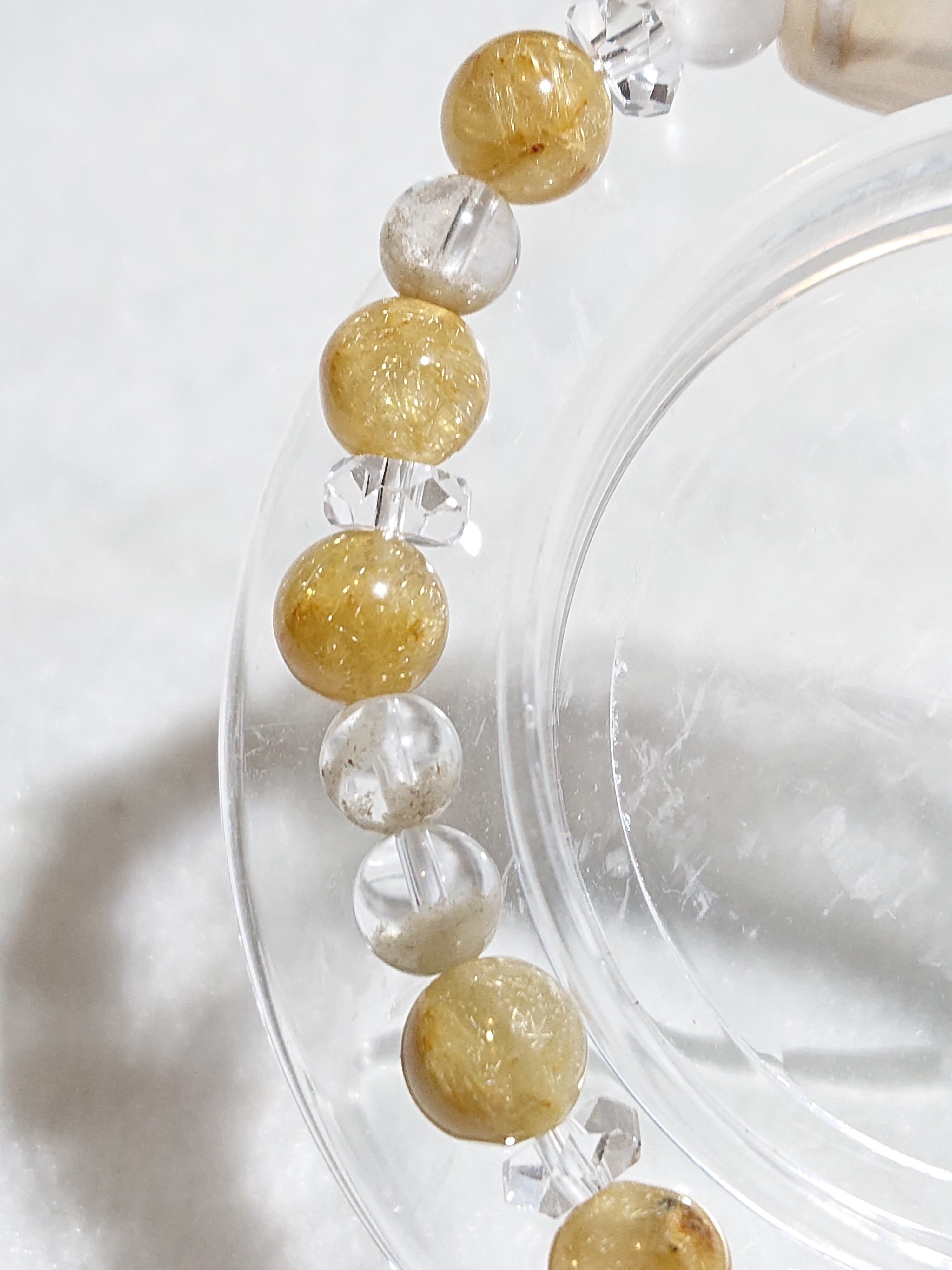 財運上昇と安定のブレスレット✨白・宝瓶蓮花天珠(チベット老玉髄天珠