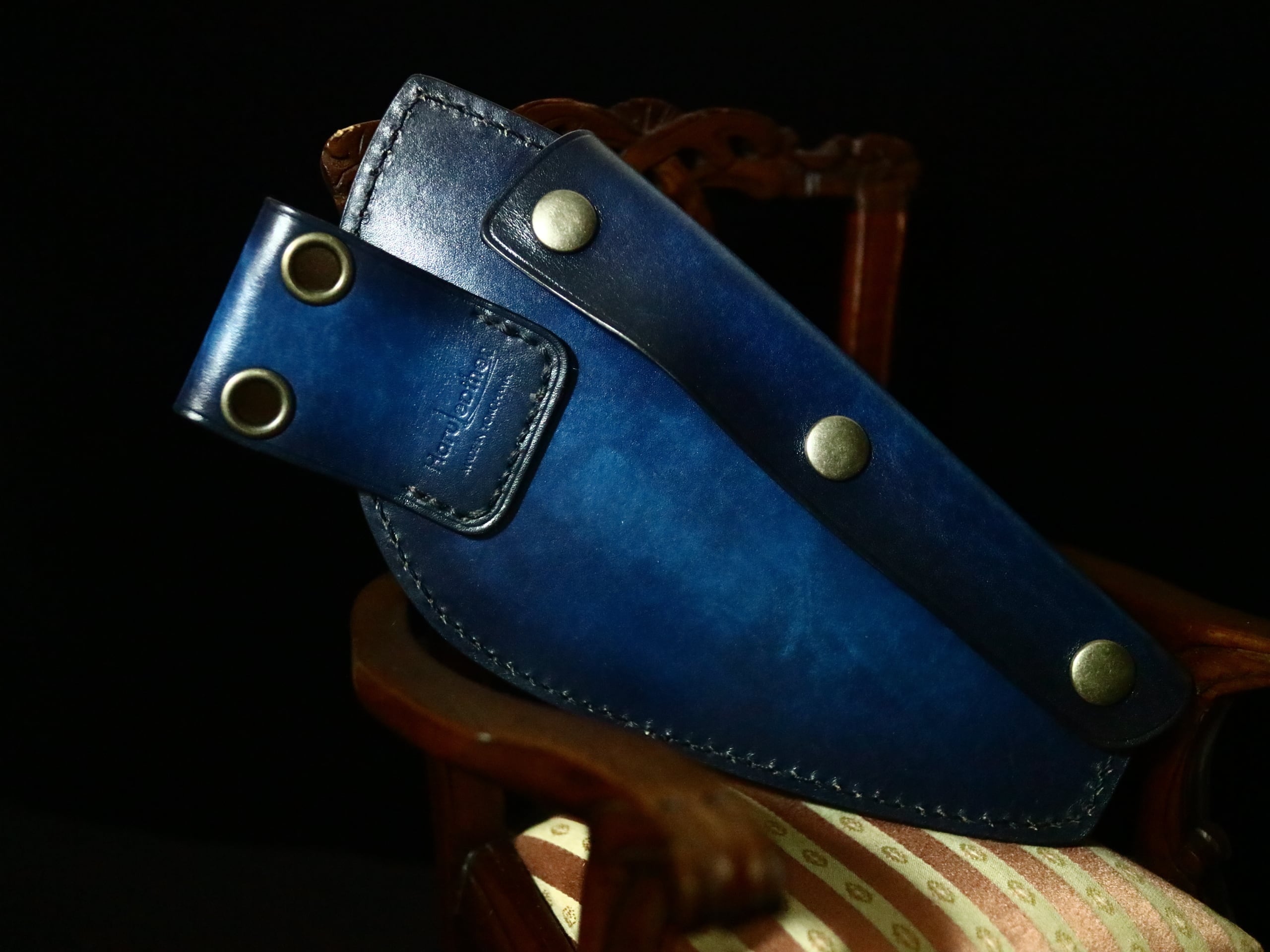 本革高級シザーケース【手染め ブルーアンティーク】 | Haruleather