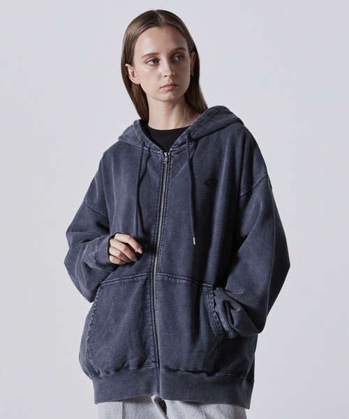 CLEL】Heavy Weight Logo Embroidered Full-Zip Hoodie/ヘビーウェイト