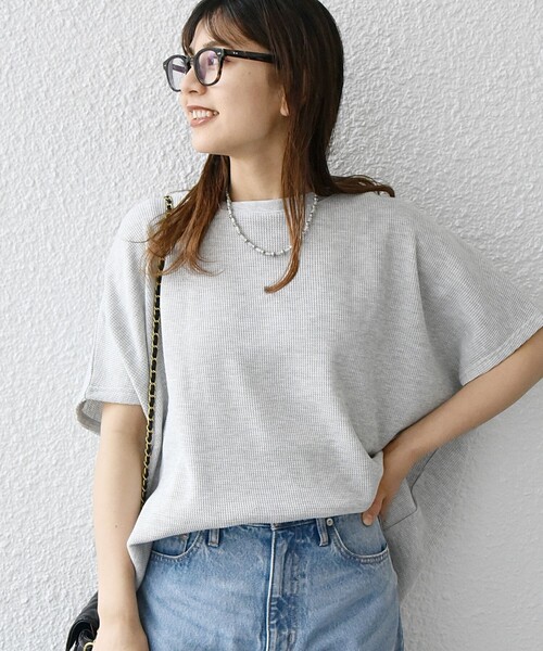 WEB限定】SHIPS any:〈洗濯機可能〉ワッフル ワイド TEE（Tシャツ