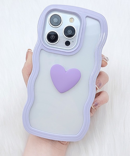 セール】ウエーブライン 3D ハート クリア iPhone ケース