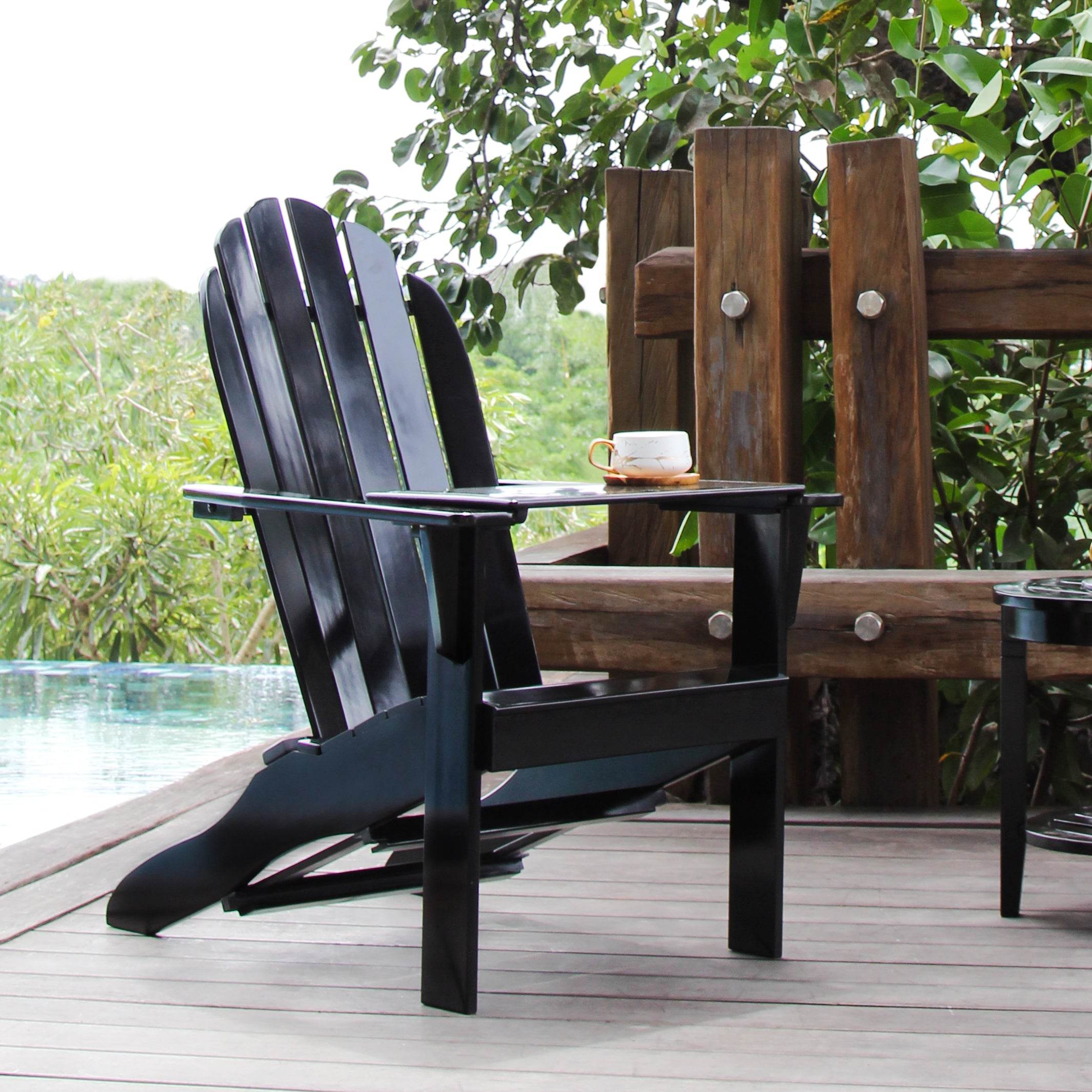 Moni Mahogany Wood Outdoor Adirondack Chair FREE Tray Table
