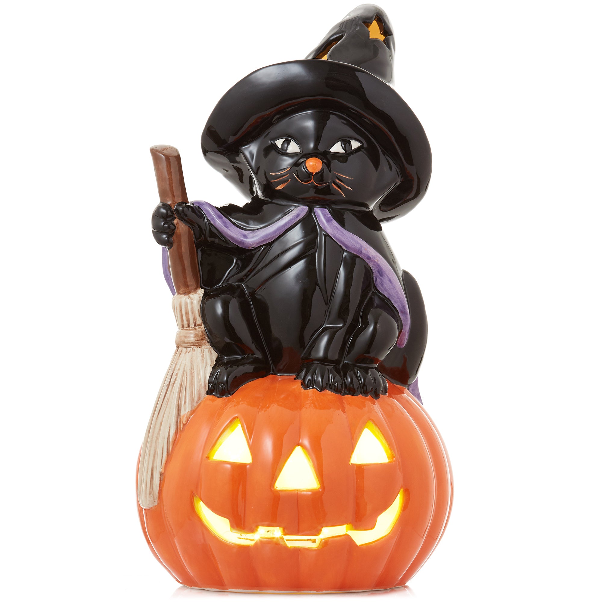 Pre-Lit Ceramic Halloween Hand-Painted Tabletop Indoor Home Decor