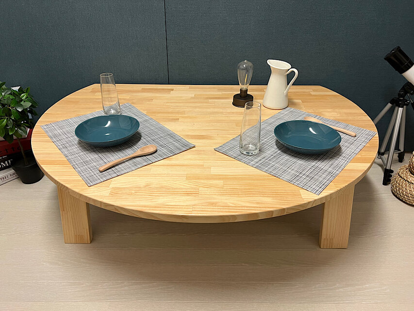 送料無料】 ローテーブル 半月形 かまぼこ 120×90cm パイン ナチュラル
