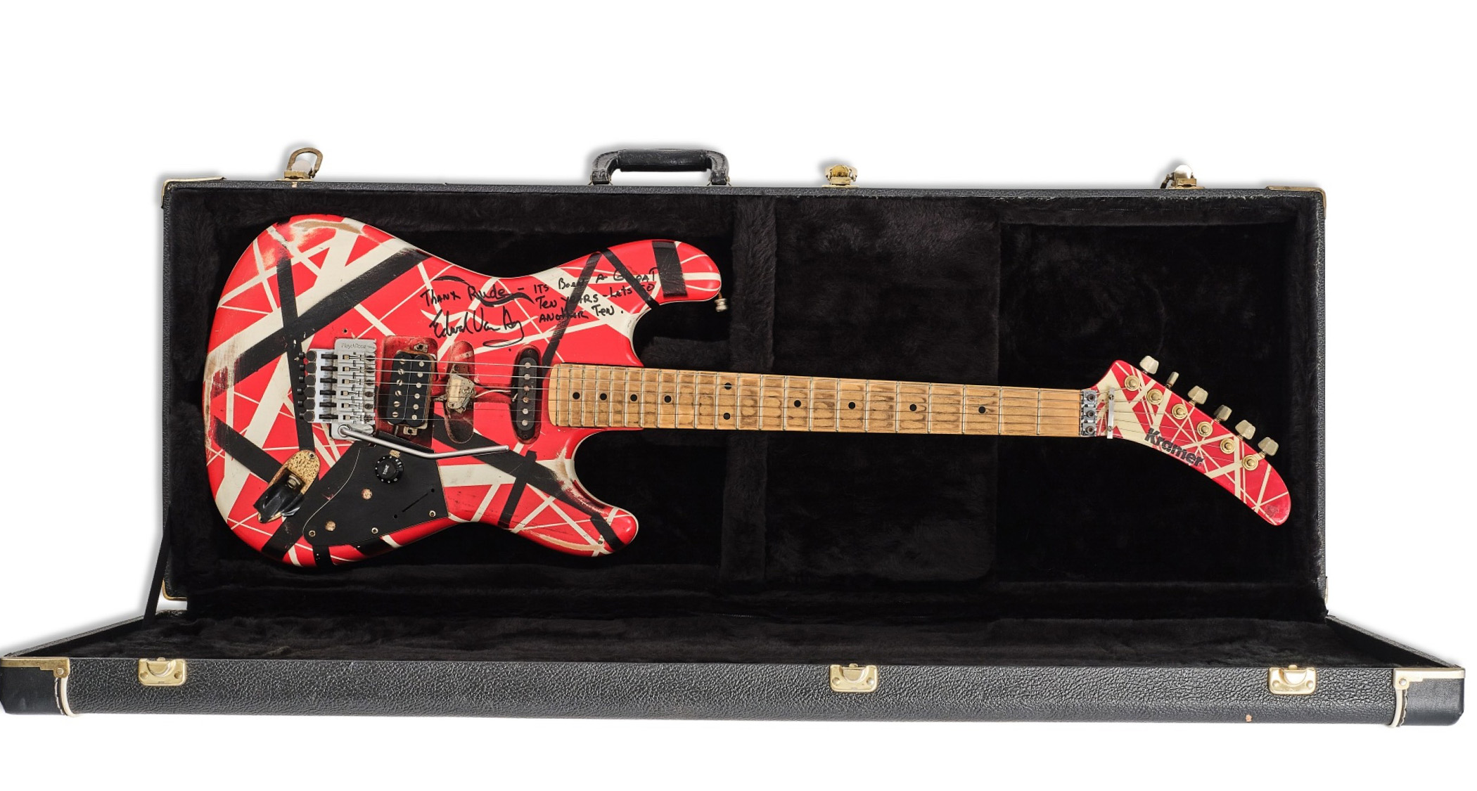 Back of headstock reveals: #1 Edward Van Halen Model”: Eddie Van