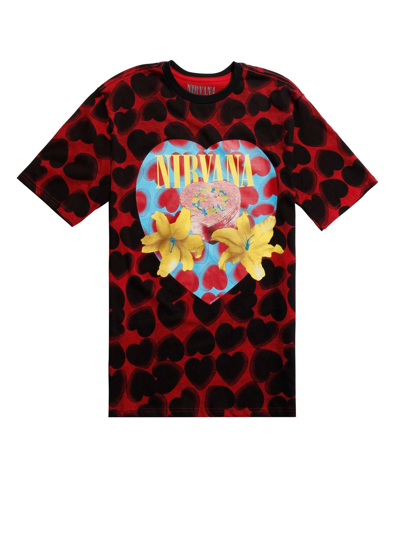 Nirvana Heart-Shaped Box Allover Print T-Shirt | Hot Topic
