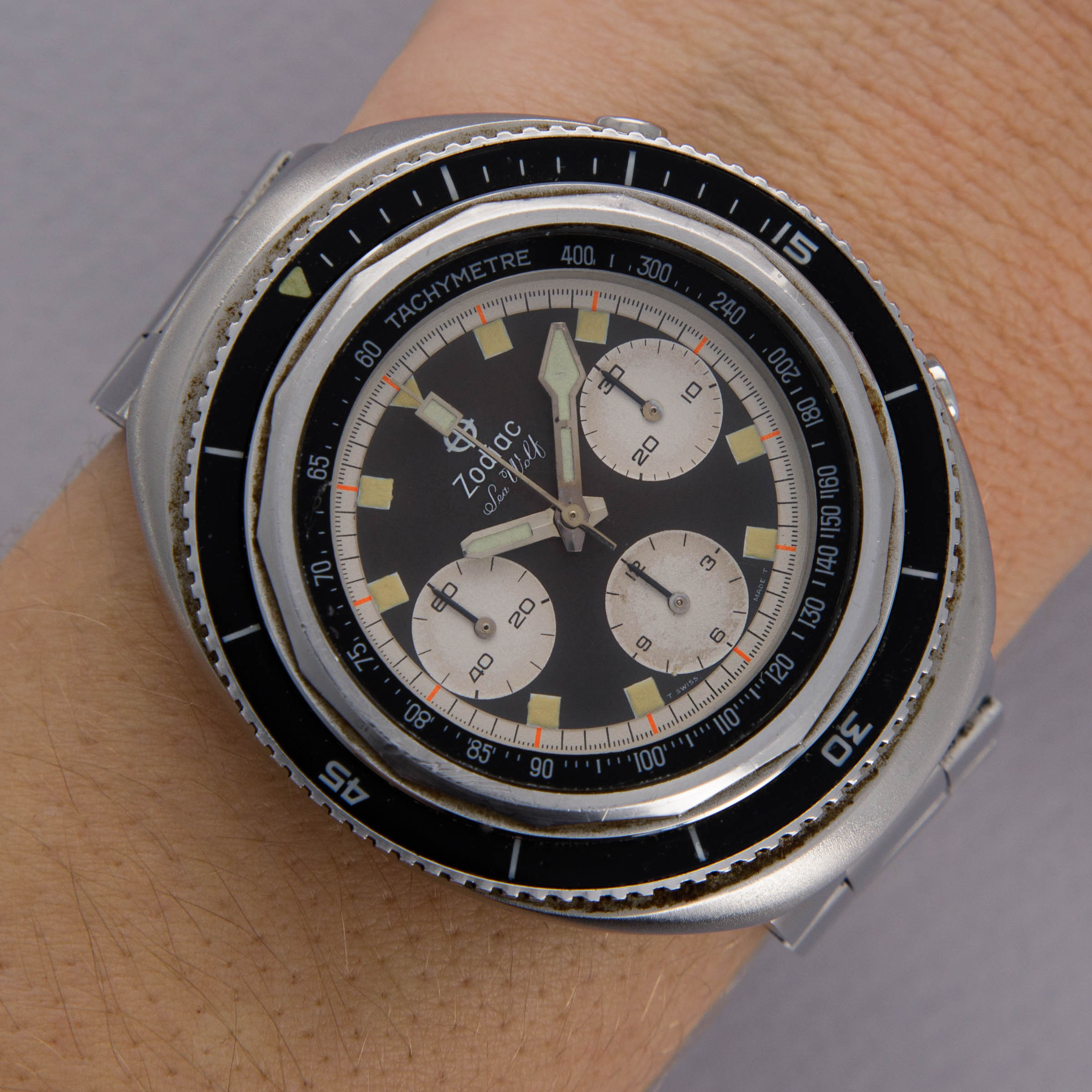 Zodiac Super Sea Wolf Chronograph Steel 872-843 Box and Papers
