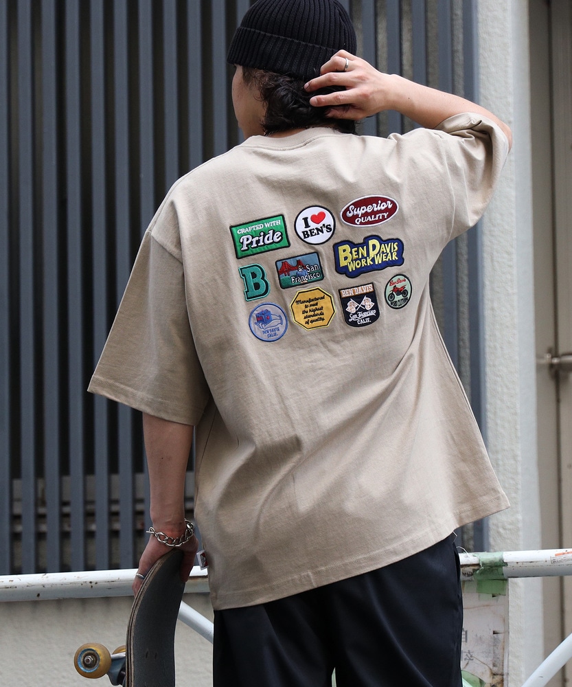 WEB限定】タフな生地感、トラベルワッペンTシャツ(S ブラック