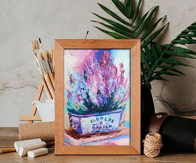 ロシア ラベンダーの油絵 ラベンダーの小さなアート 野の花の絵 花の