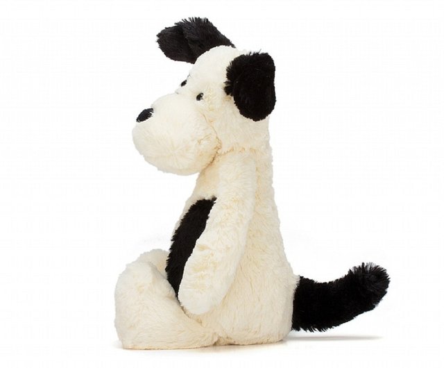 台湾 恥ずかしがり屋のブラック＆クリームパピー31cm白黒犬 Jellycat