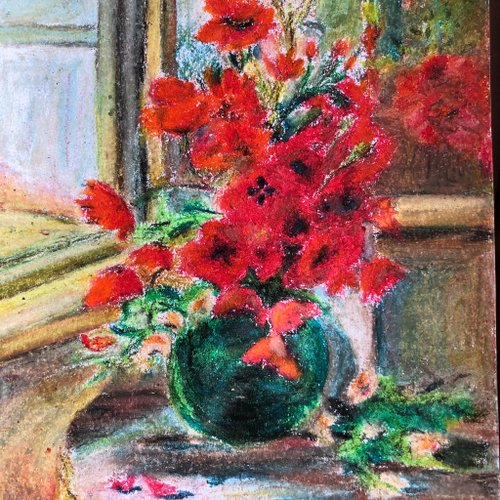 送料無料】ロシア ポピーの花束 静物画 壁アート 8x11 インチ