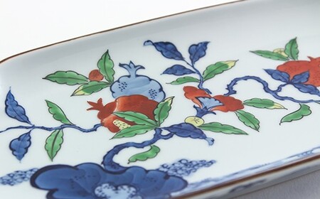 源右衛門窯 染錦柘榴絵 長皿 器 食器 盛皿 柘榴 有田焼 A95-48 | 佐賀