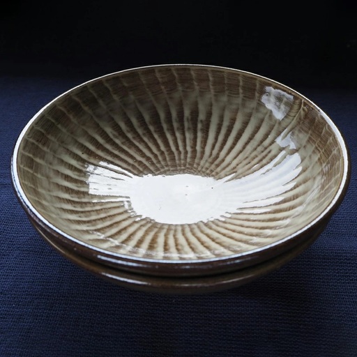 小石原焼刷毛目五寸深皿2枚セット(金丸窯)直径約15cm H28 | 福岡県