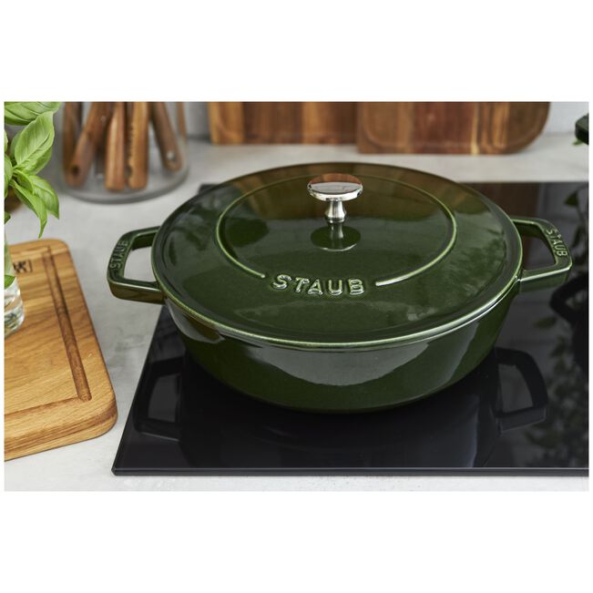 ストウブ ブレイザー・ソテーパン 24 cm, 鋳鉄, バジルグリーン