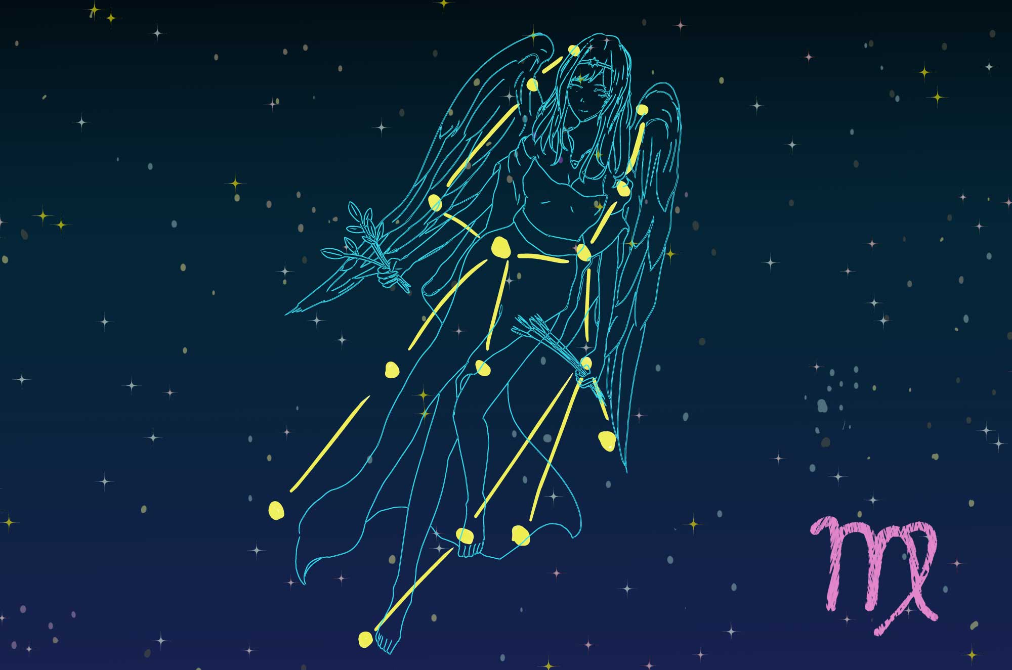 乙女座のイラスト | Virgo夜空に輝天体の無料素材 - チコデザ