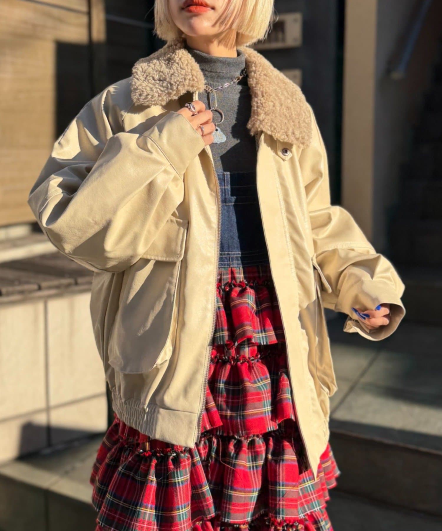人気につきリバイバル！】【サイズ展開】ボア付きフェイクレザー