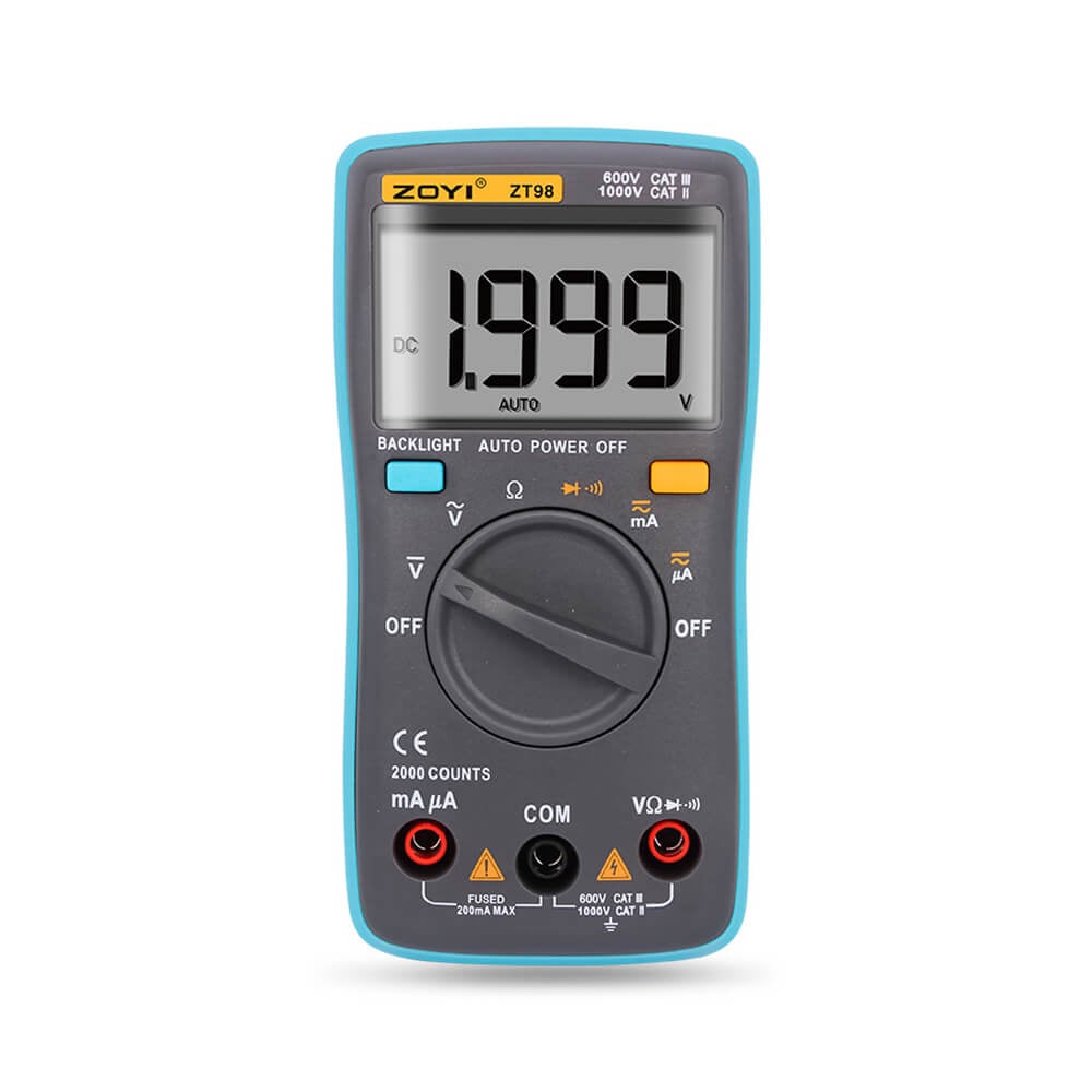 Widescreen palm size digital multimeter with 200μF Capacitance