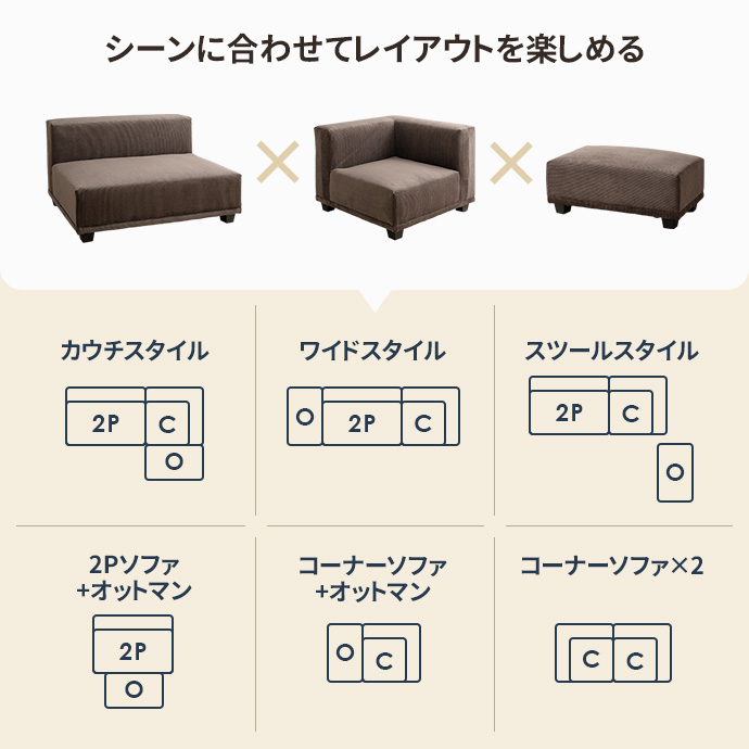 g118050]【単品】Sucre コーナーソファ 1人掛けソファー | 家具