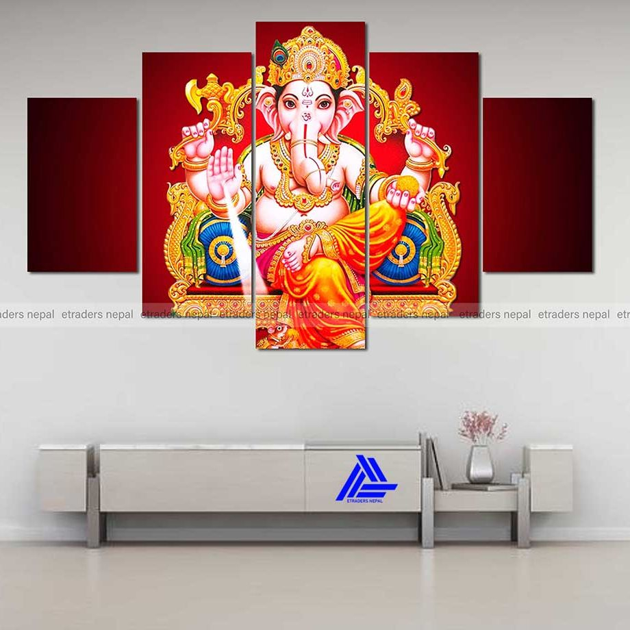 Lord Ganesh 5 Panel Canvas | Wall | Home Decor | Canvas | Wall Art