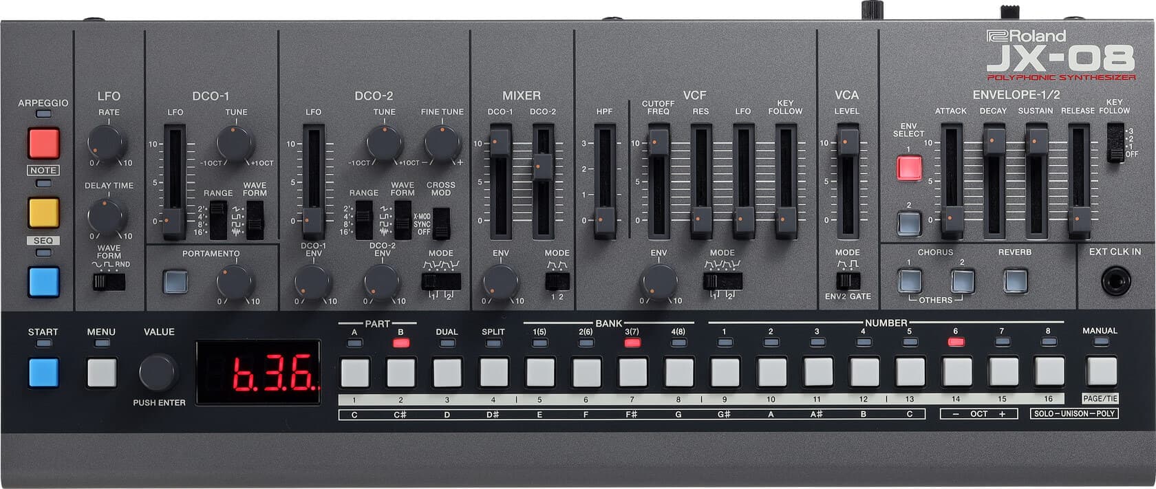 Roland JX-08 - 名機「JX-8P」をコンパクトな筐体に凝縮したアナログ