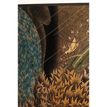 角野岩次 輪島塗沈金漏れ日盤 S2853｜骨董店 のびる 古美術 骨董 和風