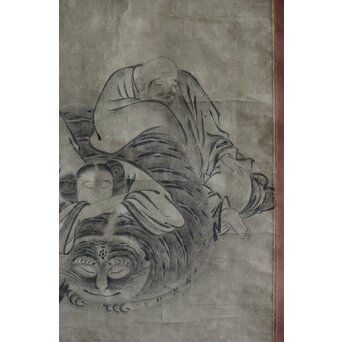 古画 水墨 四睡図 無落款 掛軸 Z557｜骨董店 のびる 古美術 骨董 和風