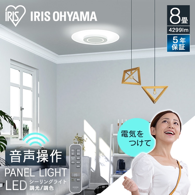 LEDシーリングライト 音声操作 パネルライト 8畳 CEK-A08DLPV ホワイト