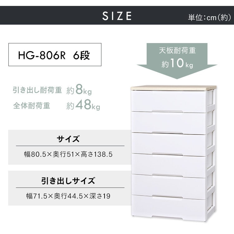 2個セット]チェスト 6段 収納ボックス タンス ウッドトップチェスト HG