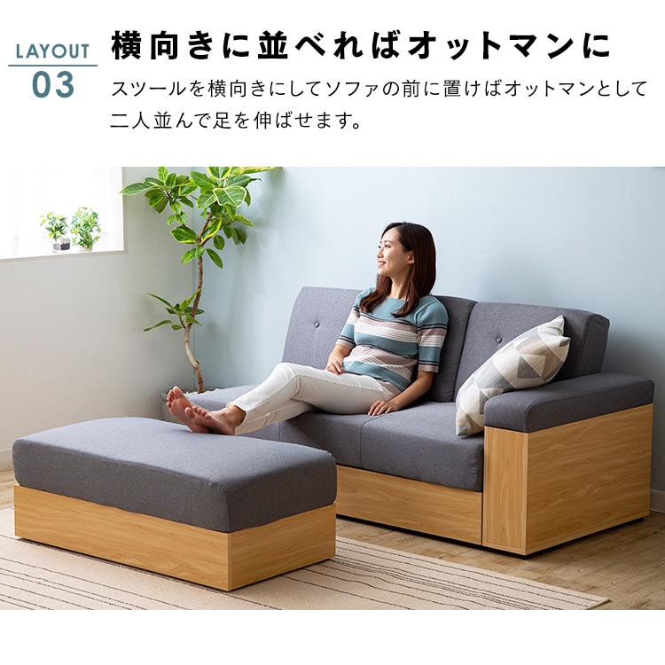 ソファ 2人掛け 収納付き STSB-2110 ブラウン[同梱不可]