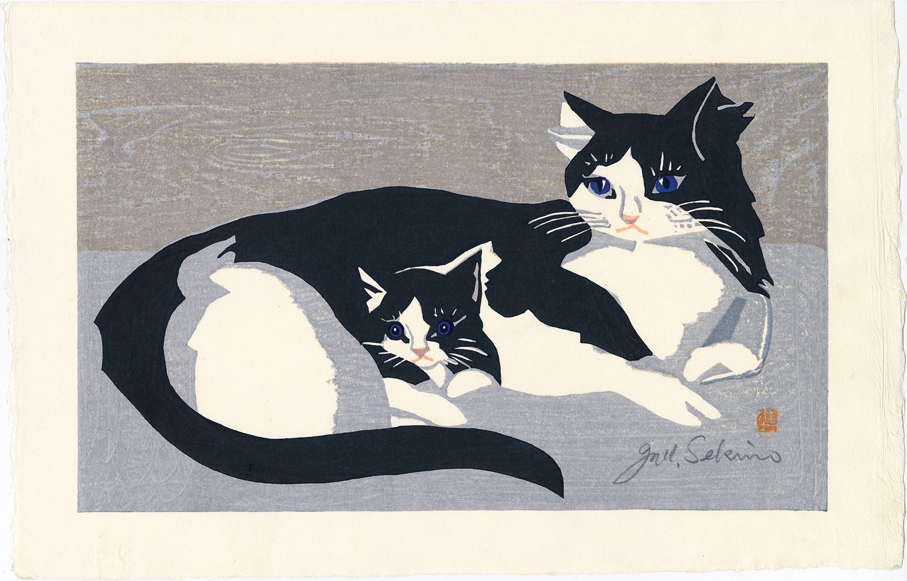 関野準一郎：母猫と子猫のタキシードキャット（販売済み） – Egenolf