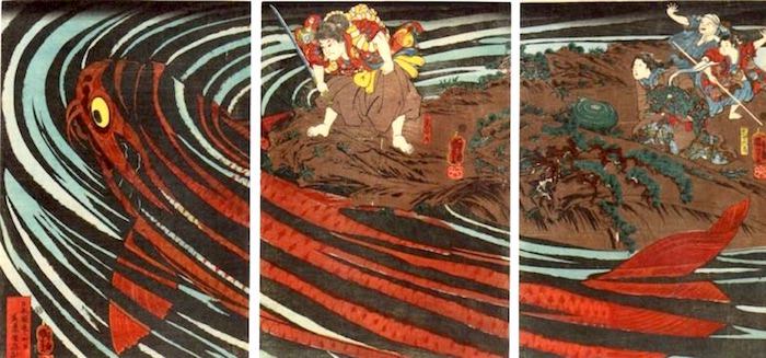 鬼若丸の鯉退治』（歌川国芳 画） - 江戸ガイド｜江戸ガイド