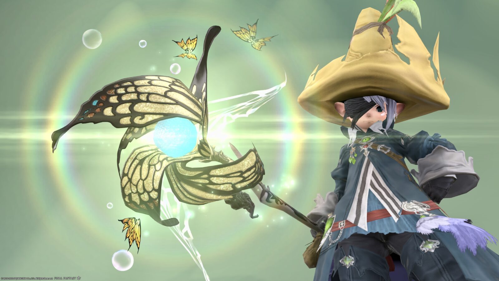 蝶と泡が舞い踊る黒魔道士のお花の杖・ティターニア武器『フェアリー