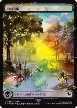 チョコボトラック・Foil】(480)□フルアート□《沼/Swamp》[FIC] 土地R