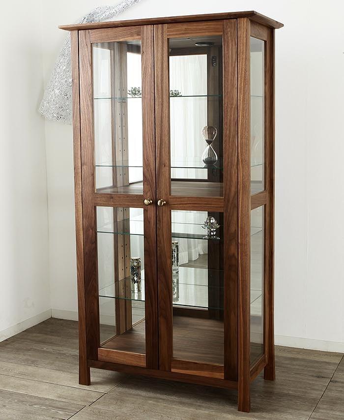 大川家具 ソレイユ 90cm ガラスキャビネット コレクションボード 天然