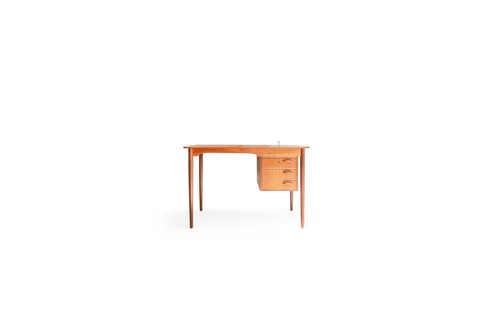 デンマークヴィンテージ デスク 片袖 机 チーク材 北欧家具/Danish